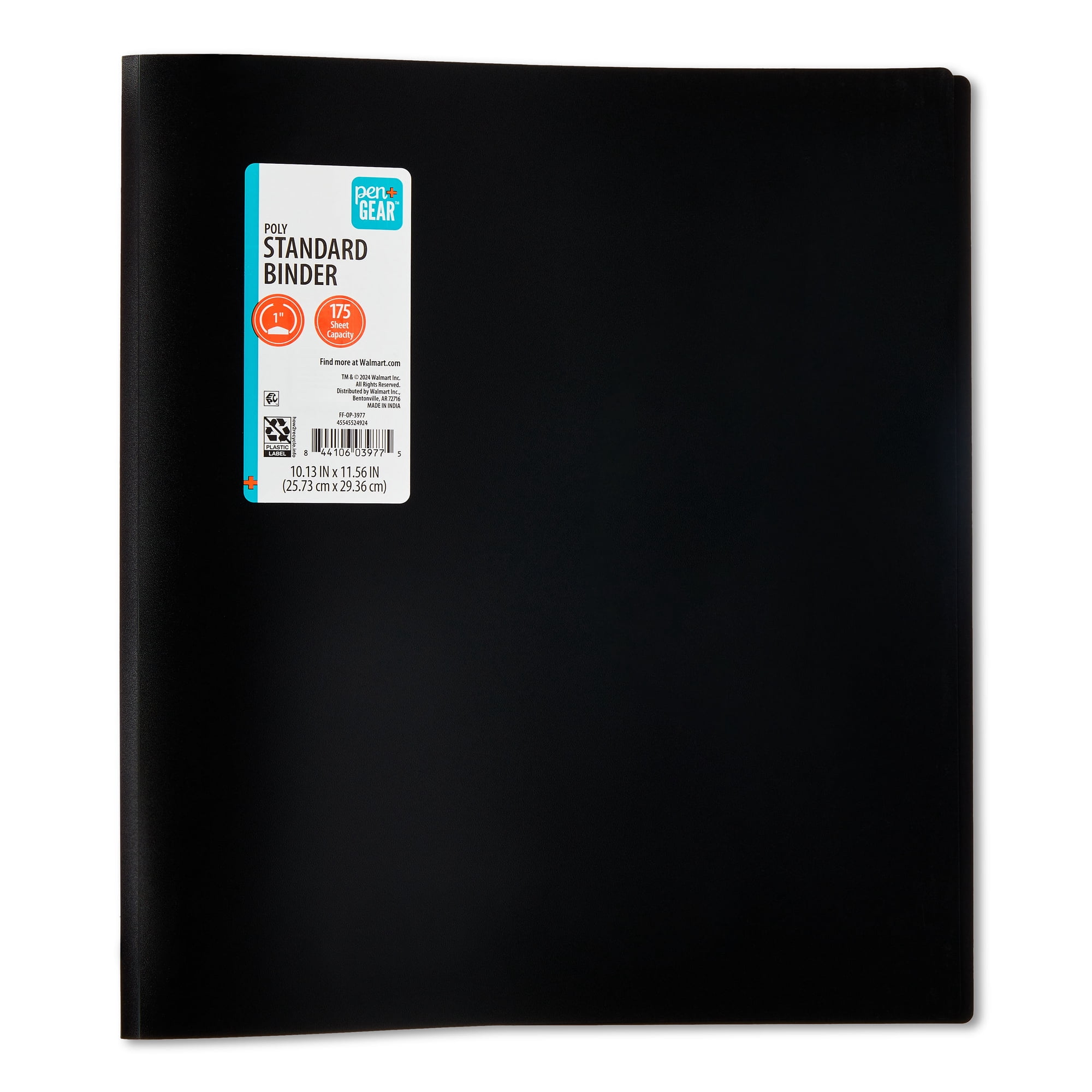 Pen+Gear Poly Standard 1 in Round-Ring Binder, Black
