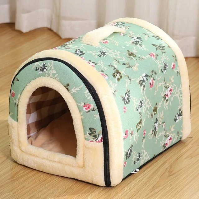 Dog Pet House Dog Bed For Dogs Cats Small Animals Sleeping Bed Indoor Soft Cozy Dog Cave Bed Foldable Removable Warm Cats Kennel ShopWise Round