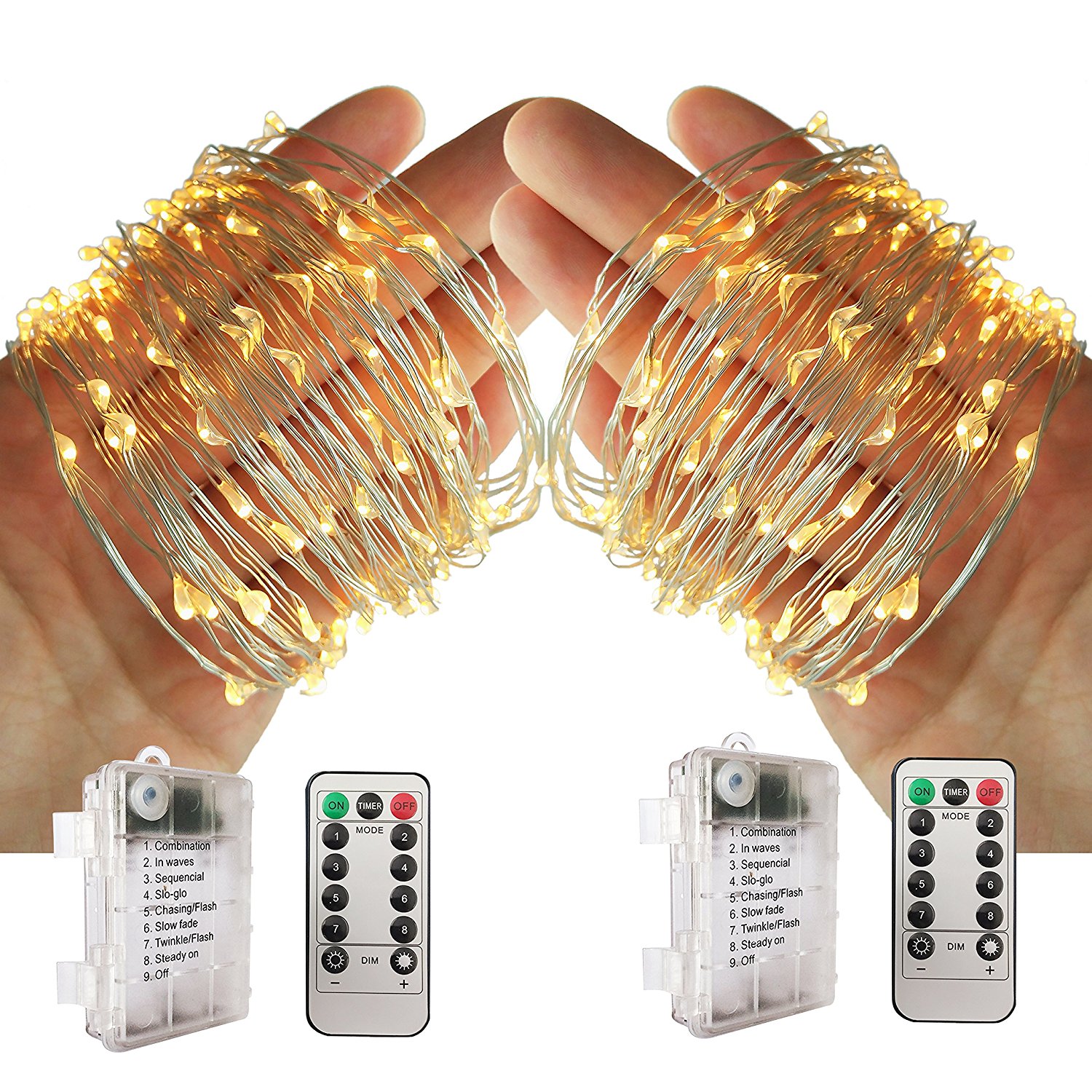 LED Starry String Lights, illumiForce Battery Operated Fairy Lights, 16.4ft 50LEDs, 8 Light