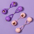 thumbnail image 6 of Afro Unicorn 4pc Jumbo Twin Bead Pony Tail Balls - Large Printed Twinbead Ball Ponytail Holders in Pink + Purple, 6 of 8