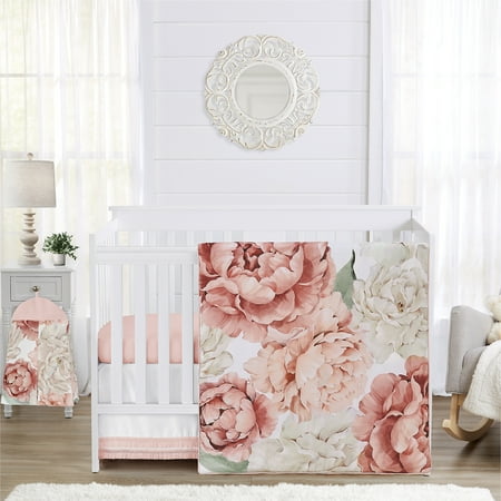 UPC: 0846480098300 | Peony Floral Garden Pink and Ivory 4 Piece Polyester Crib Bedding Set Girl by Sweet Jojo Designs