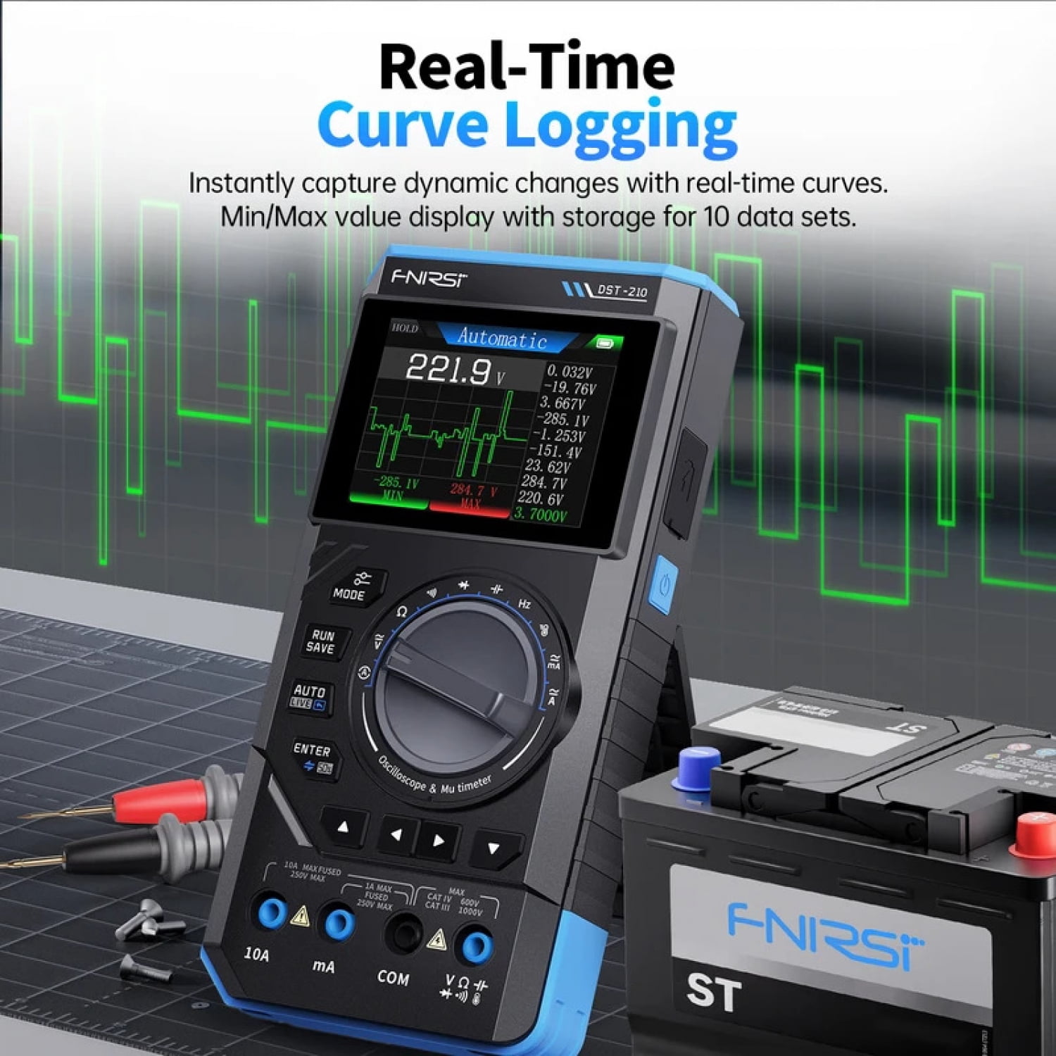 3-In-1 Handheld Oscilloscope Multimeter With DDS Signal Generator, 10MHz Bandwidth 48MSa/S Sampling Rate True RMS Digital Multimeter For Circuit Testing & Electronic Repair