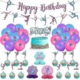 thumbnail image 1 of 36 Pieces Gymnastics Party Supplies Decoration 2 Gymnastics Birthday Banner 3 Table Honeycomb Centerpieces 12 Cupcake Topper 1 Cake Topper 18 Latex, 1 of 5