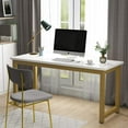 thumbnail image 5 of Tribesigns 63" Large Computer Desk, Modern Simple Style Study Writing Desk, White & Gold, 5 of 9