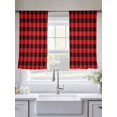 thumbnail image 6 of Red Black Buffalo Plaid Semi Sheer Curtains 45 Inch Length 2 Panels Set, Black Red Checkered Sheer Kitchen Curtain Privacy Voile Window Curtain for Living Room Bedroom Rod Pocket Drapes, 6 of 7