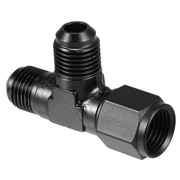 Black Fuel Hose Fitting AN6 Male Flare Tee Fitting with AN6 Female Swivel on Run Adaptor T Pipe Fuel Hose Fitting