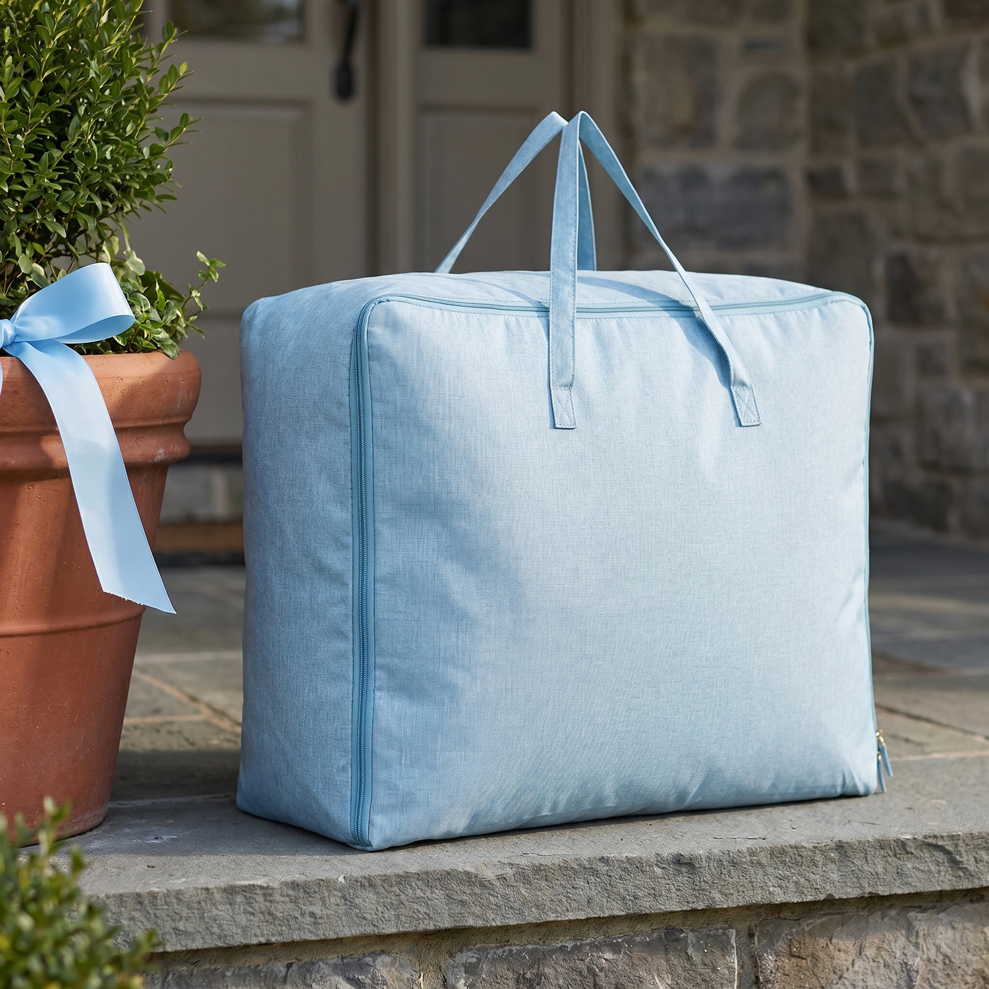 Unique Bargains Cation Fabric Storage Duffel Large Zipper Carry Bag Blue 23.6"x19.7"x9.8"