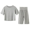 thumbnail image 1 of Odeerbi 1-8 Años Niño Niña Conjunto Verano Modal Manga Corta Tops Pantalones Cintura Alta Conjunto Dos Piezas Suave, 1 of 3