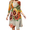 thumbnail image 1 of Vestido elegante y dulce con pensamientos y caléndulas para mujer, vestido coreano kawaii con cuello cuadrado, 1 of 6
