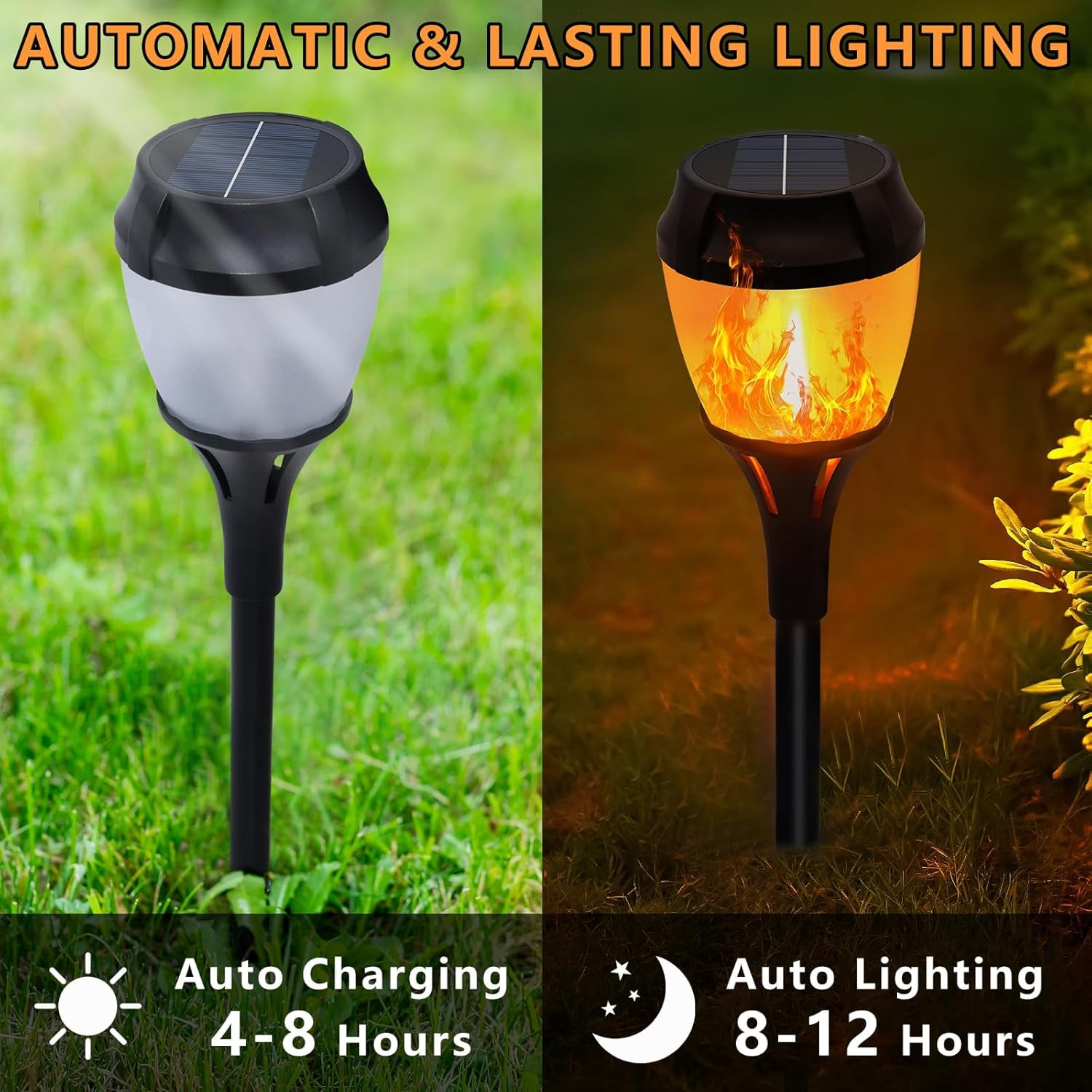 Magicorange 8 Pack Upgrade Solar Torch Lights with Flickering Flame, Waterproof Outdoor Solar Lights for Christmas, Garden, Landscape, Path, Yard, Patio