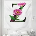 thumbnail image 1 of Letter Z Tapestry, Purple Zinnia Petals Stems Leaves and Letter Z Nature Inspired Alphabet, Fabric Wall Hanging Decor for Bedroom Living Room Dorm, 5 Sizes, Fuchsia Green Black, by Ambesonne, 1 of 1