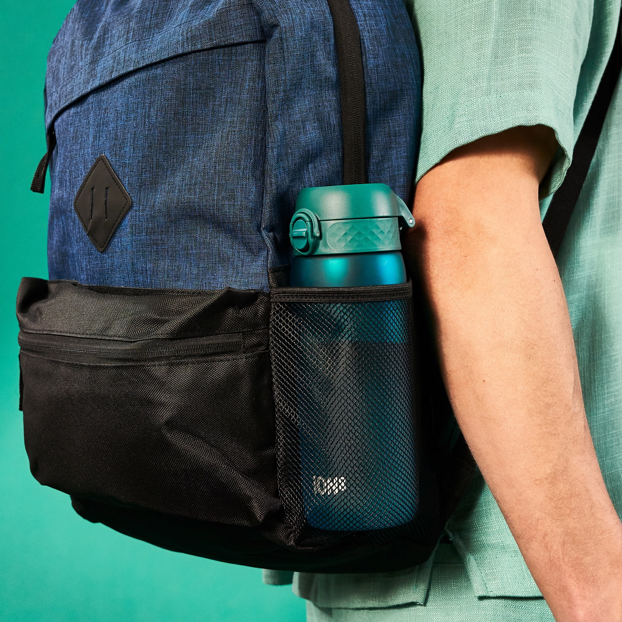 ION8 Leak Proof Flip-Top Sports Water Bottle, BPA Free, Dishwasher-Safe, Aqua, 750ml (24oz)