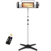 FLAMEMORE Electric Outdoor Patio Heater Infrared Carbon Tube Heater Freestanding Remote Control 12H Timer, 1500W Fast Heating, Quiet, Water-Resistant, Tip-over Protection, Alloy Aluminum