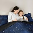 thumbnail image 5 of Manfei Mystic Starry Sky Bedding Comforter Set for Kid, Glitter Stars Print Twin Comforter Sets, Outer Space Style Reversible Bedding Set, Breathable Home Decor, 2pcs, 5 of 8