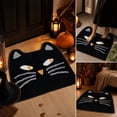 thumbnail image 5 of Cute Black Cat Face Shaped Halloween Bath Rug, Non‑Slip Soft Fabric Floor Doormat, Indoor Holiday Decor Mat for Entryway Bathroom Home Decoration, 5 of 6