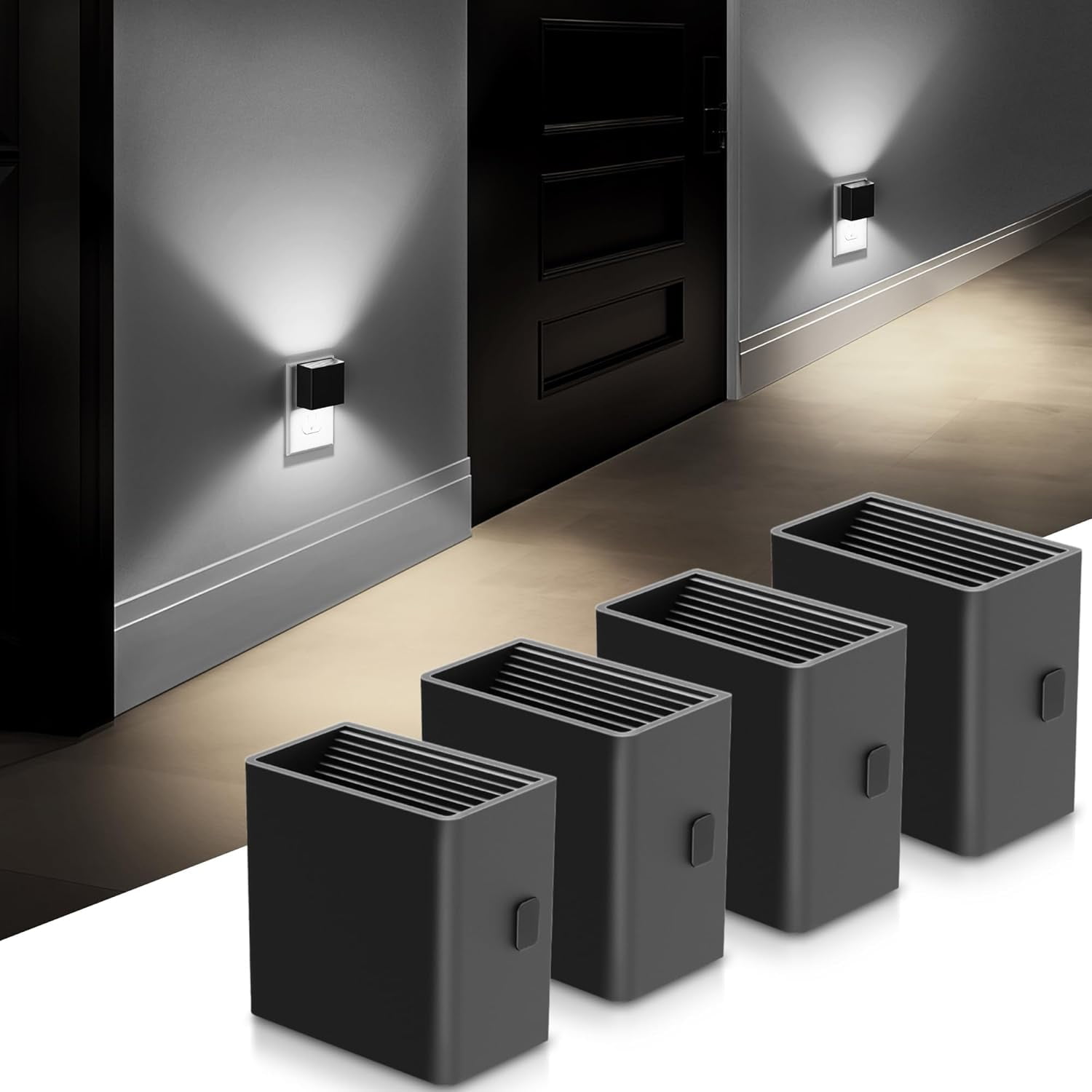 RGHJAR-LED Night Lights Plug into Wall [4 Pack], Plug in Nightlight, 3 Level Brightness Adjustable Night Light, Dusk to Dawn Sensor, Nightlights for Adults, Bedroom, Bathroom, Hallway, 5000K