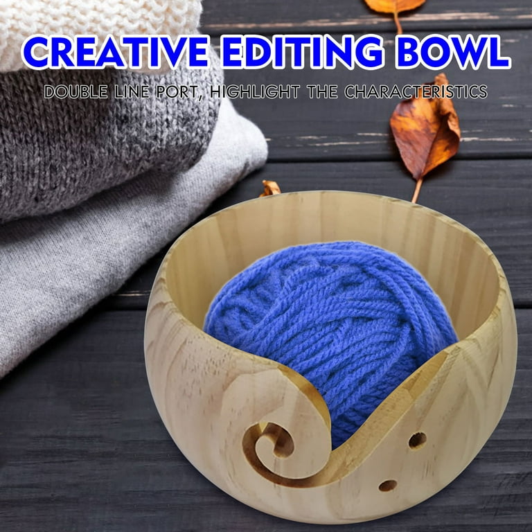 Baocc Home Decor Yarn Bowl Organizer Wood Storage Portable Holder Handmade  for Knitting Crochet C 