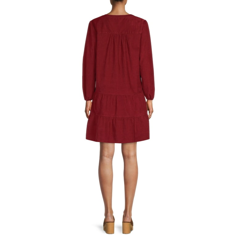 Time and Tru Women s Woven Tiered Dress Walmart