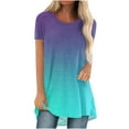 thumbnail image 2 of Patlollav Womans Summer Blouse Print Round-Neck Loose Short Pullover Sleeve Tops, 2 of 7