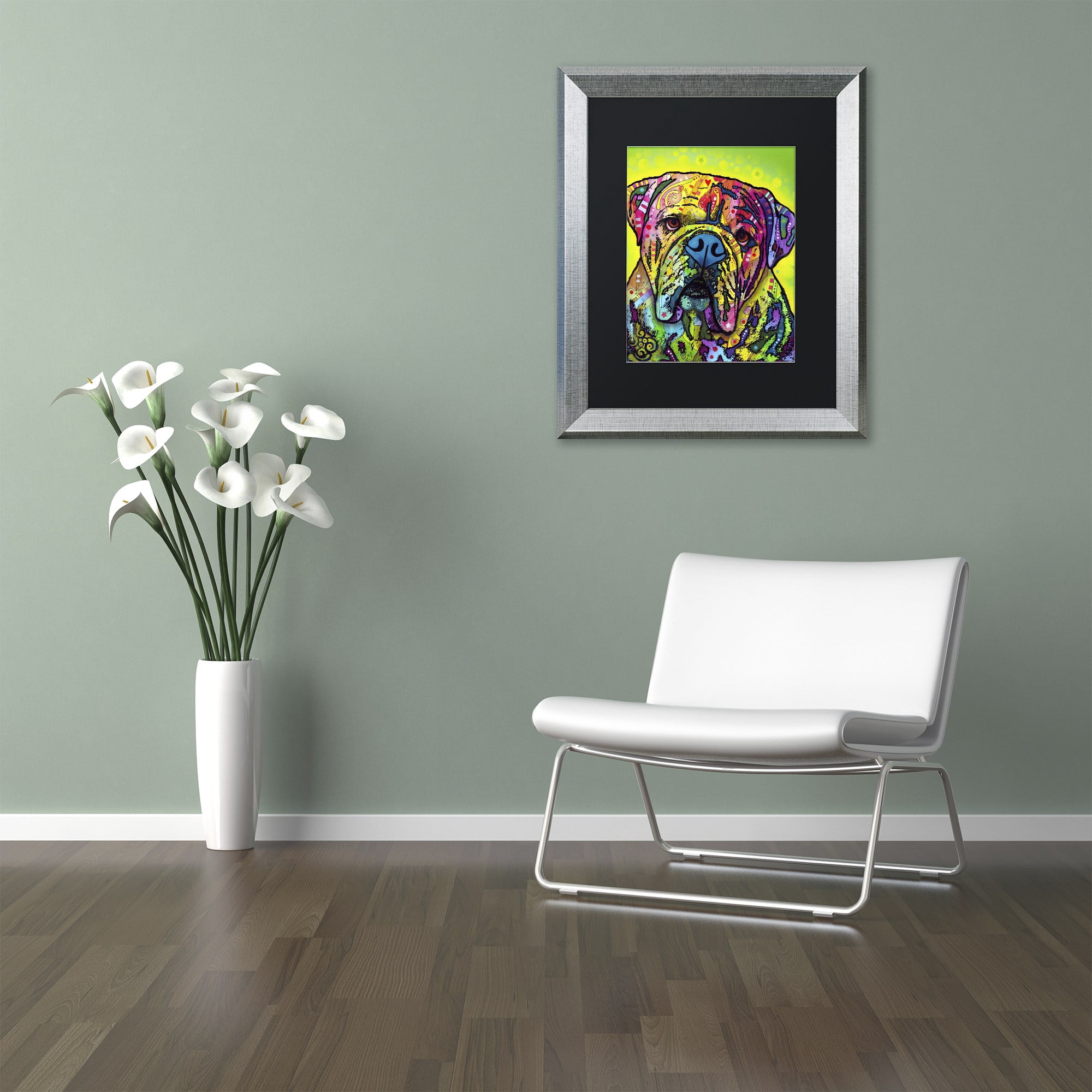 Trademark Fine Art "Hey Bulldog" Canvas Art by Dean Russo, Black Matte, Silver Frame