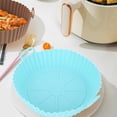 thumbnail image 3 of Moule à Pâtisserie en Silicone pour Friteuse, Doublure en Silicone Réutilisable Universelle Ronde Résistante aux Hautes Températures avec Poignée pour Four à Micro-Ondes Bleu, Gris, Marron, 3 of 7