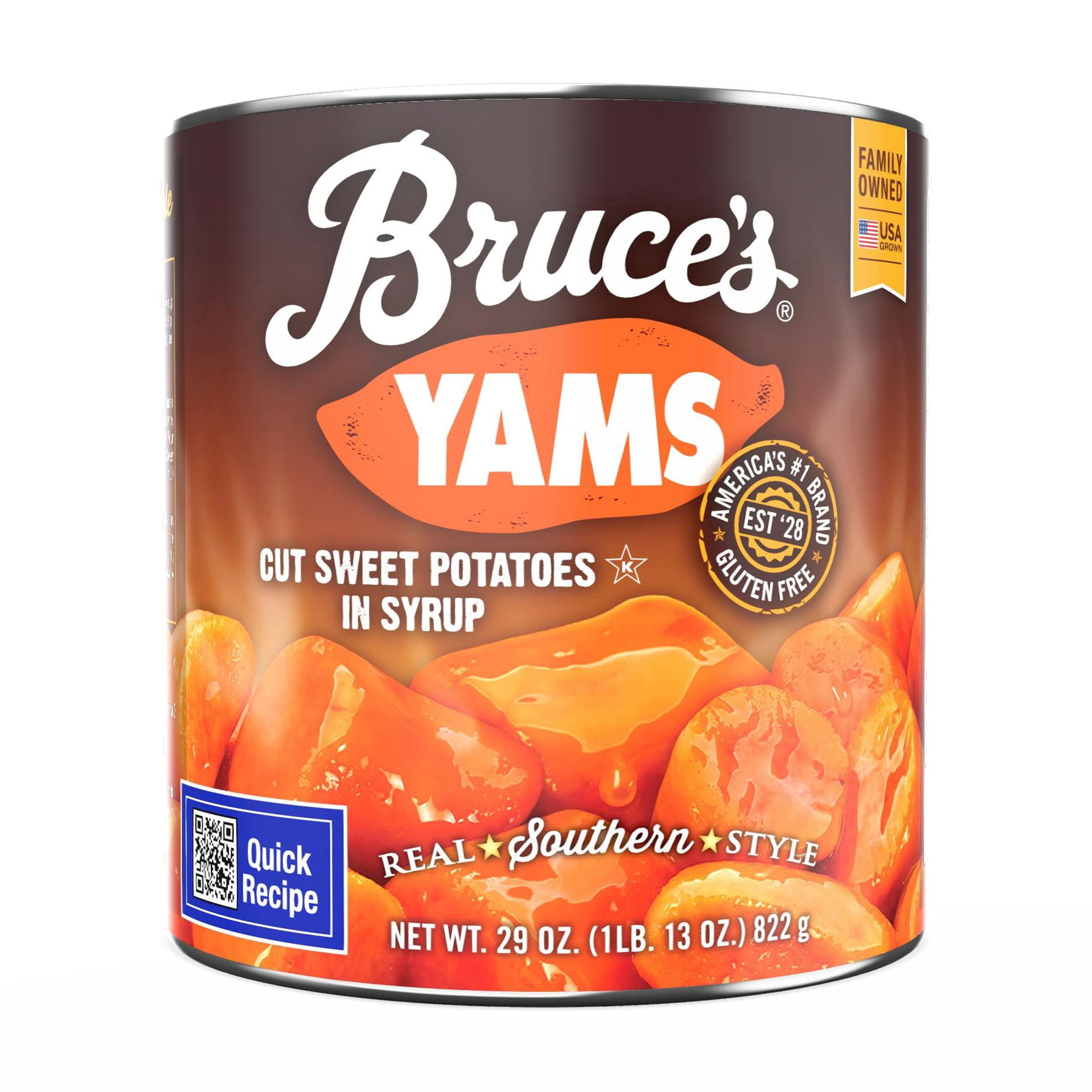 (12 pack) Bruce's Yams Cut Sweet Potatoes in Syrup, 29 oz Can, Allergen-Free