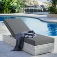 thumbnail image 2 of Lounge Chair Chaise, Rattan, Wicker, Grey Gray, Modern Contemporary Urban Design, Outdoor Patio Balcony Cafe Bistro Garden Furniture Hotel Hospitality, 2 of 8