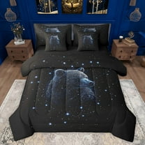 Feelyou Glitter Bear Teens Twin Bedding Sets 7-Piece, Psychedelic Stars Galaxy Bedding Comforter Set, Dreamy Jungle Animal Reversible Sheet Sets, Ultra Soft Bedroom Decor