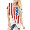 Womens T Shirts Round Neck Short Sleeve Tops Cute Graphic Tees Fashion Print Blouse Independence Day T-Shirt