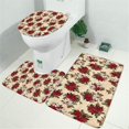 thumbnail image 2 of Multicolor Christmas Floral Pattern Bathroom Rugs Sets 3 Piece,Toilet Cover Set,Absorbent Non Slip Bathroom Mats Sets with U-Shaped Contour Rug Toilet Rug Set, 2 of 5