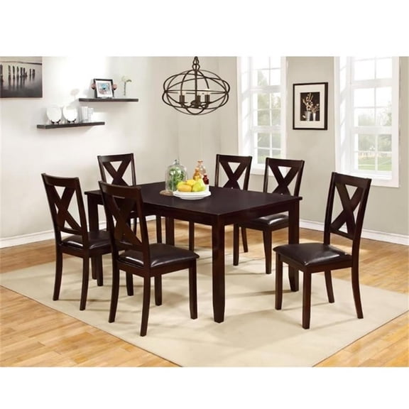 Pemberly Row Stylish & Functional 7 Pc Solid Wood Dining Room Set in Espresso