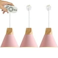 thumbnail image 1 of FSLiving Remote Control Pendant Light 3 Lights J-Type Track Pendant Lamps Scandinavian Style Pendant Lights for Kitchen Hanging Lamp Modern Wood and Aluminium Light Customizable - Pink, 1 of 7