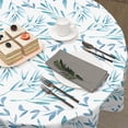 thumbnail image 4 of Spring Blue Leaf Tablecloth Round 60 Inch Summer Watercolor Teal Leaves Table Cloth Rustic Farmhouse Polyester Fabric Table Cover for Kitchen Dining Room Party Home Decor, 4 of 6