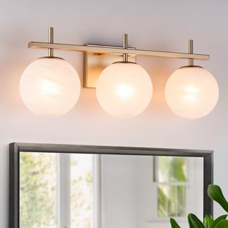 Vanity Light 4-Light Black Globe Mordern Bathroom Light Fixtures Over  Mirror with White Globe Shade - Walmart.com