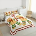 thumbnail image 3 of jejeloiu Kawaii Snowmen Cookie Bedding Comforter Set,Merry Christmas Twin Comforter Sets,Red Khaki Green Bedding Set For Girl,Red White Home Decor Reversible,2pcs, 3 of 8
