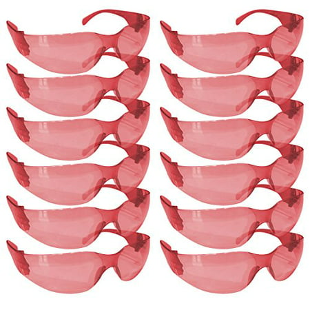 SAFE HANDLER Safety Glasses, Full Color with Polycarbonate Lens, Red (Box of 12)