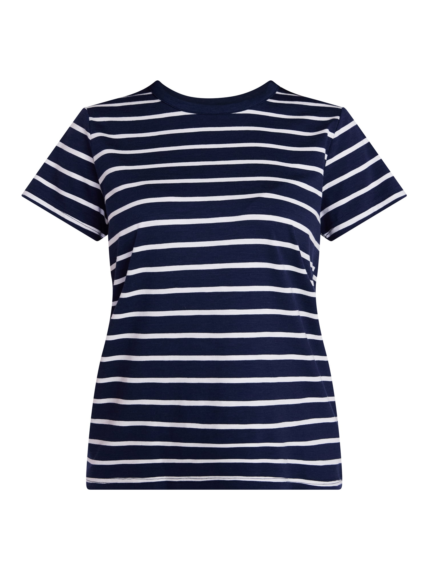 Time and Tru Women's Slub Crewneck Tee with Short Sleeves, Sizes XS-XXXL