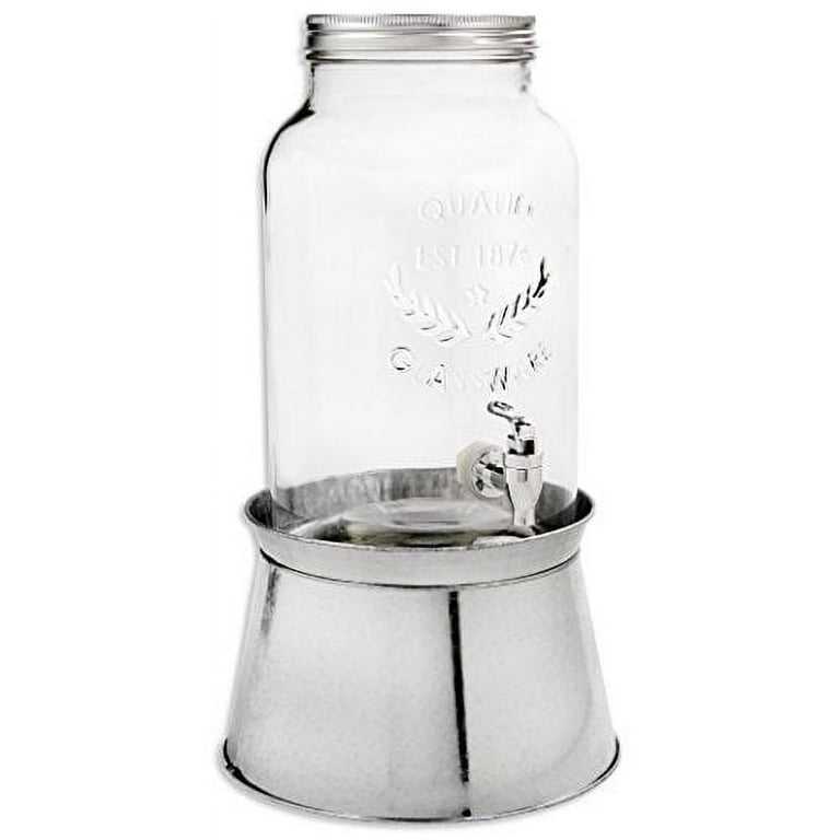 Quality 1 Gallon Plain Design Glass Cold Beverage Drinking Dispenser with  Plastic Spigot & Metal Ice Bucket Stand - China 1 Gallon Glass Beverage  Dispenser and 1 Gallon Mason Jars Drink Dispenser