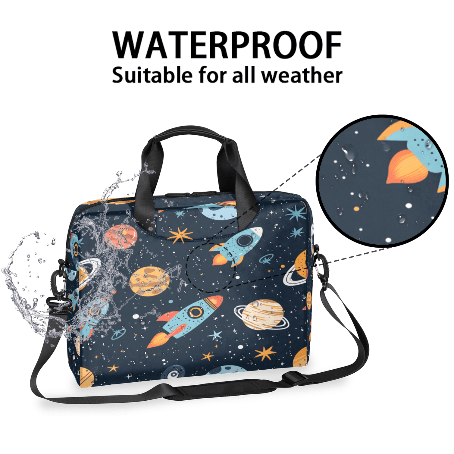 Herdesigns Cute Planet Laptop Bag for Women Men, Computer Case Briefcase Messenger Bags, 15-15.6 inch Laptop Sleeve Shoulder Bag