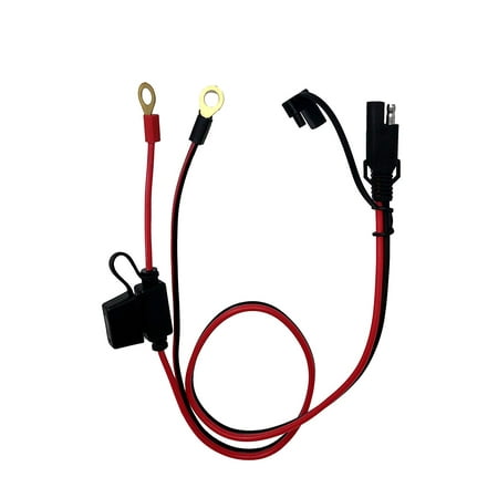 Tetra-Teknica MotoBasics Series RHS-01 12V Ring Terminal Harness with Black Fused 2-Pin Quick Disconnect Plug, 2 Feet, 16 Gauge Copper Wire, 10A Fuse, 2 Per Pack