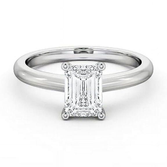 Nerra Jewel 14K White Gold Plated Rings for Gifts - 2.2 Ct Emerald Cut Diamond Wedding Rings - Solitaire Engagement Sterling Silver Ring for Her - Best Anniversary Gift For Women's
