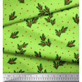 thumbnail image 3 of Soimoi Green Cotton Jersey Fabric Red Berries & Holly Leaves Printed Fabric 1 Yard 58 Inch Wide, 3 of 3
