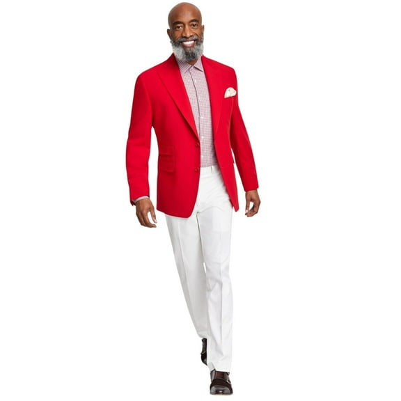 Tayion Mens Classic fit Sport Coat Blazer 44 L Bright Red Solid Stretch