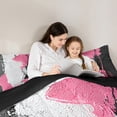 thumbnail image 5 of Feelyou Artwork Geometric Full Size Comforter Sets for Adult, Retro Oil Printing Bedding Comforter Set, Black Pink Abstract Reversible Bedding Sets, Luxury Bedroom Decor, 3pcs, 5 of 8