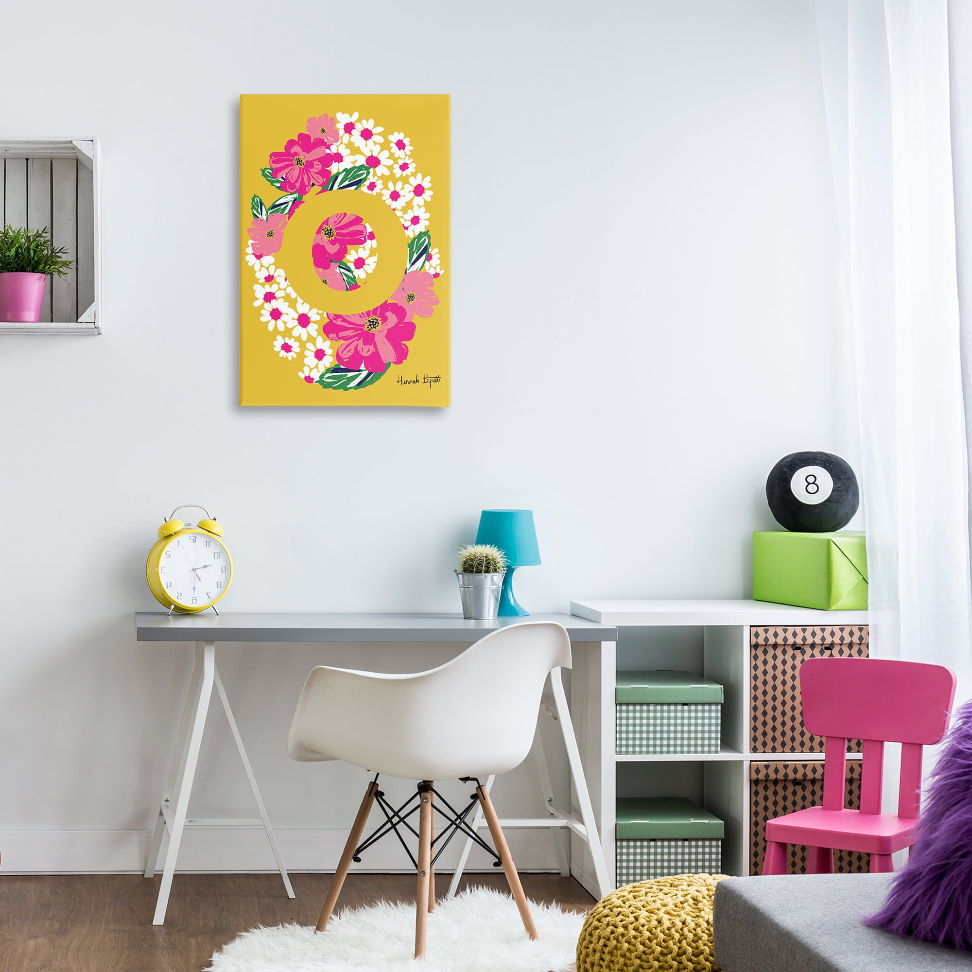 Stupell Industries Floral Bloom Letter O Botanical & Floral Painting Gallery Wrapped Canvas Art Print Wall Art, 20 x 30