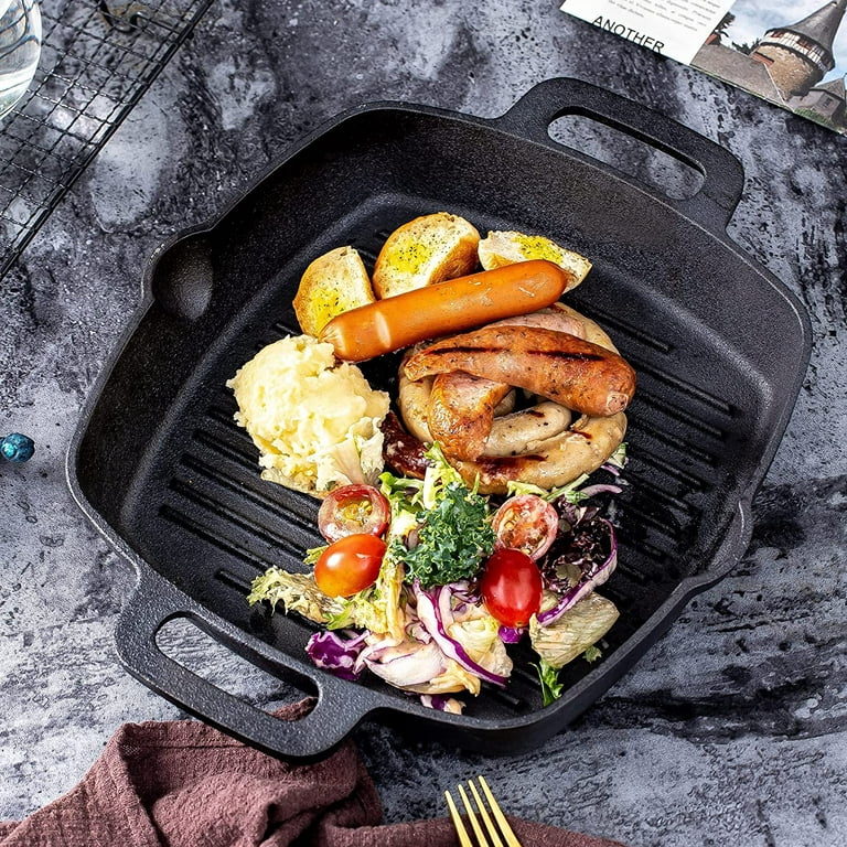 6 inch Cast Iron Skillet, Frying Pan with Drip-Spouts, Pre-Seasoned Oven Safe Cookware, Camping Indoor and Outdoor Cooking, Grill Safe, Restaurant