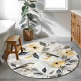 thumbnail image 3 of Round Rugs 3Ft, Yellow Grey Botanical Round Area Rug Washable Indoor Throw Carpet, Spring Floral Birds Watercolor Small Non Slip Circle Rug for Bedroom Living Room Home Decor Aesthetic, 3 of 8