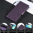 thumbnail image 6 of ELEHOLD Case for Samsung Galaxy A16 5G, Flower Embossed Flip Leather Wallet Phone Case with 3 Card Slots & Wrist Strap,Darkpurple, 6 of 8