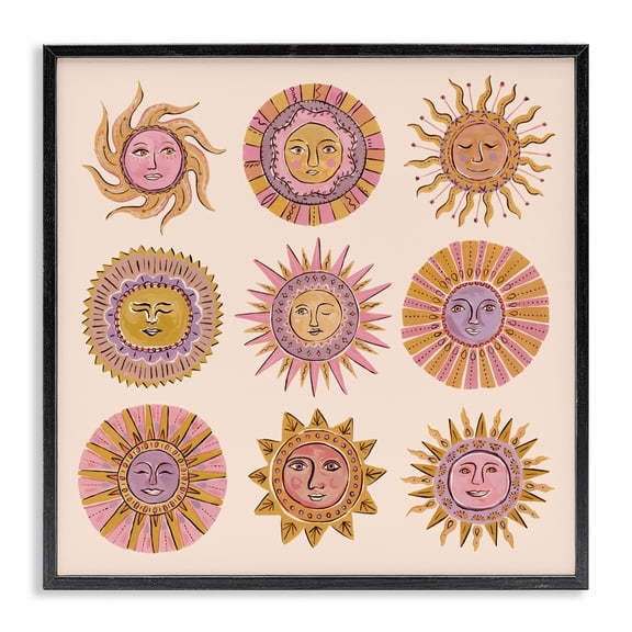 Stupell Industries Eclectic Boho Solar Faces Black Framed Giclee Art, 12 x 12, by Two If By Sea Studios