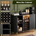 thumbnail image 7 of 55" Wine Bar Cabinet with Storage, Fluted Liquor & Coffee Bar Cabinet with Wine Rack and Glass Holder, Buffet Sideboard with LED Lights for Home Kitchen Living Dining Room (Black), 7 of 7
